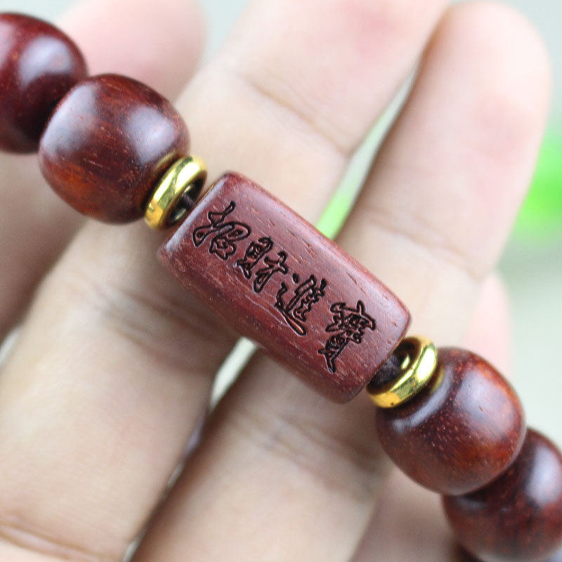 厂家创意赞比亚紫檀木手串桶珠血檀木男女情侣手饰品直播货源