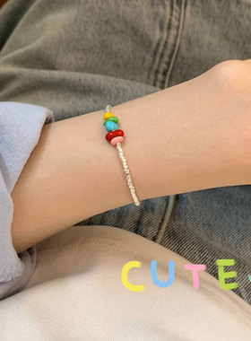 S925纯银彩色珐琅碎子手链
