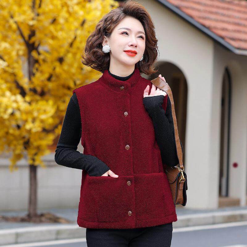 JOYIASS羊羔毛马甲外套女冬季2025新款皮毛一体外穿无袖背心中年