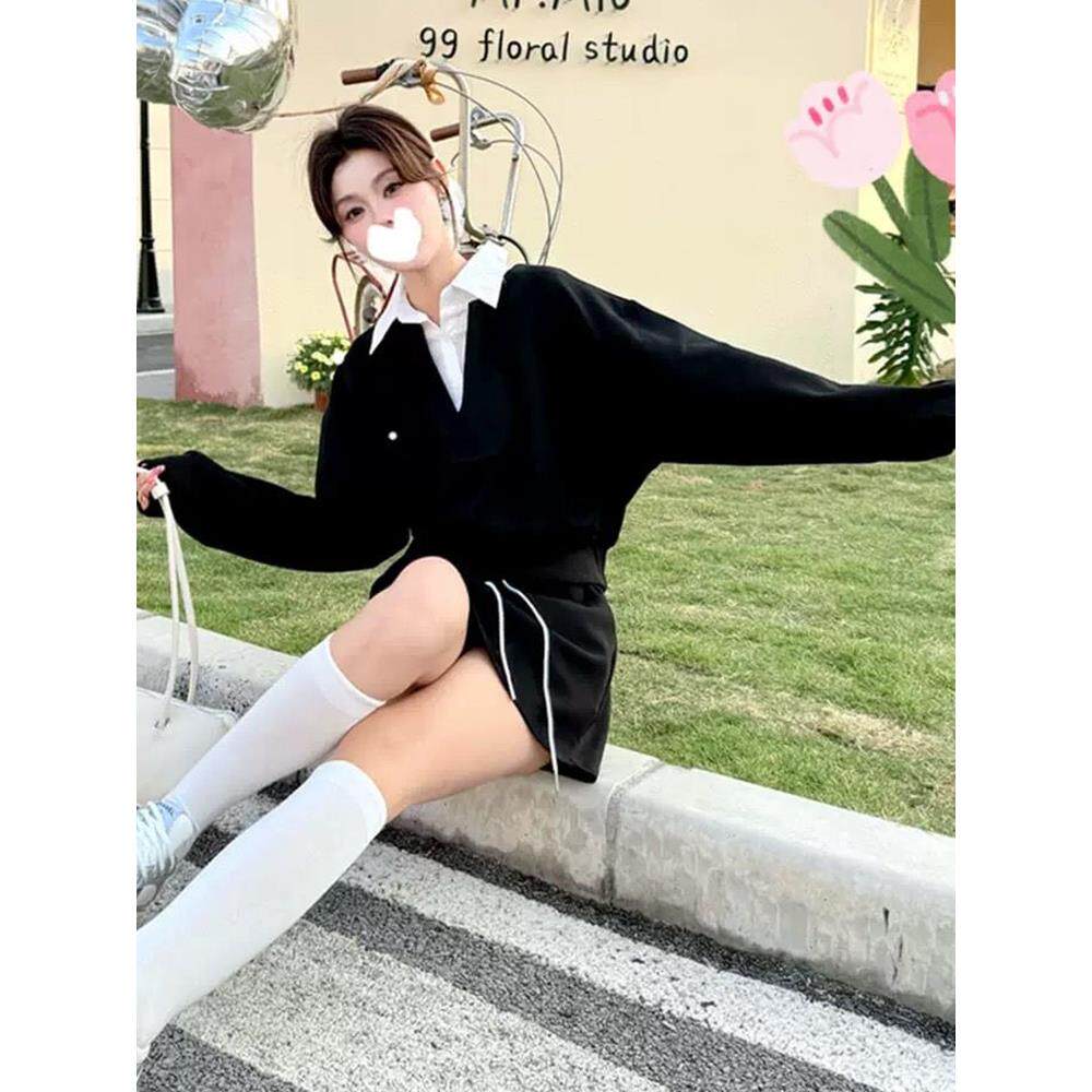 JOYIASS初秋穿搭一整套2025轻熟风富家千金高级感小个子卫衣套装