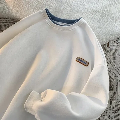 卫衣绿色上衣size外套慵懒男女over上衣情侣装春秋新款港风假两件