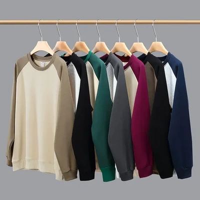 撞色新款上衣套头圆领2023卫衣插肩袖长袖拼接女秋百搭宽松T