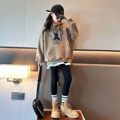 卫衣女上衣衣服2024大童装新款儿童连帽春秋时髦秋季运动女孩女童