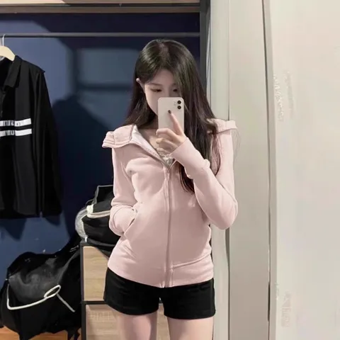 卫衣运动女lulu收腰连帽韩系初春短款穿搭修身肩上衣开春季外套正