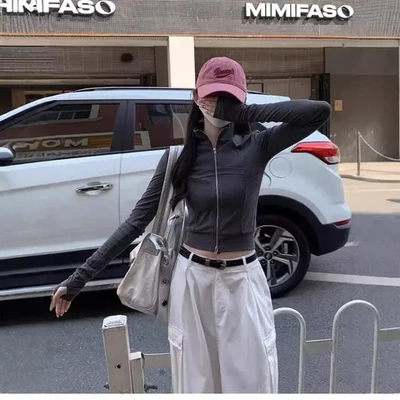 秋季显瘦法式短款小个子正针织开衫设计感双拉链立领女肩上衣修身