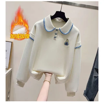 华棉复2024贝贝绒360仿棉上衣春秋季洋气#假两件克新款撞色减龄