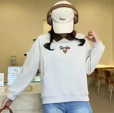 刺绣2024险卫衣减龄翻领上衣小个子笑女polo衫高中生春秋季新款初