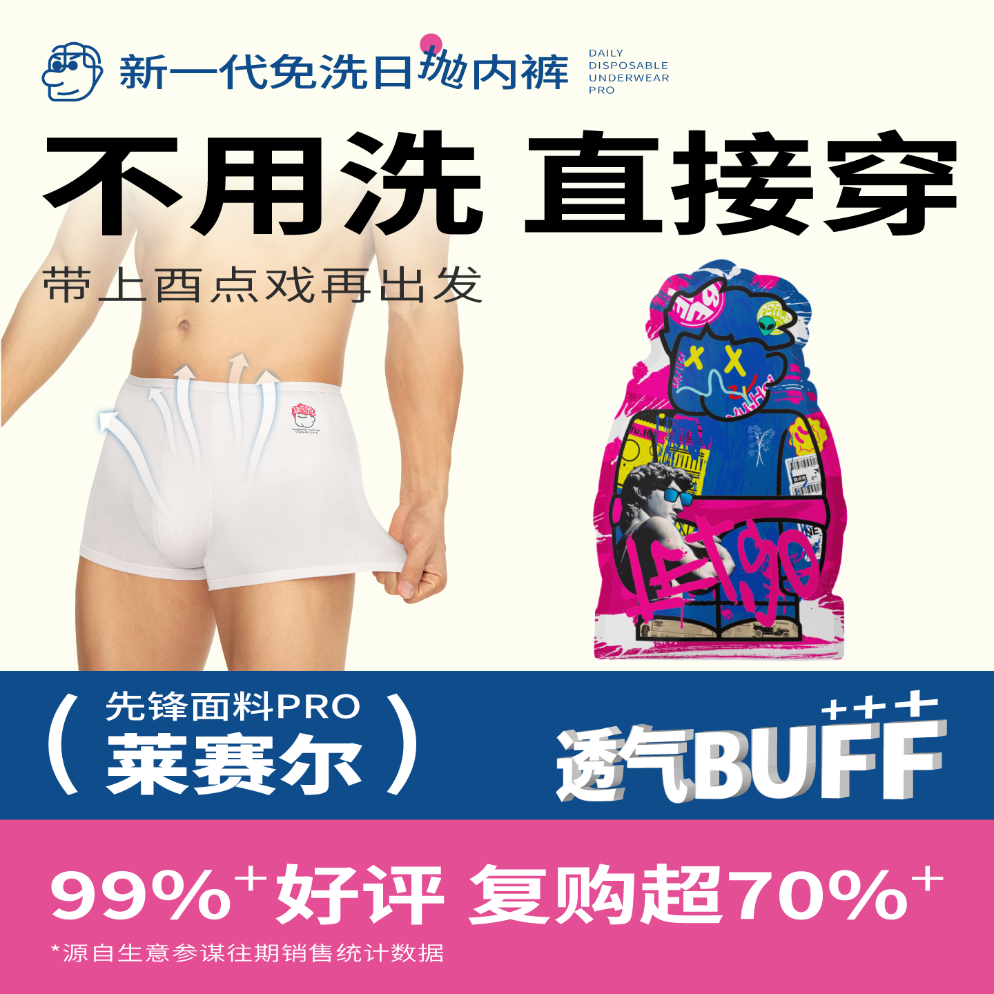 一次性内裤日抛男平角优可丝棉短裤出差旅行灭菌免洗独立包装便携