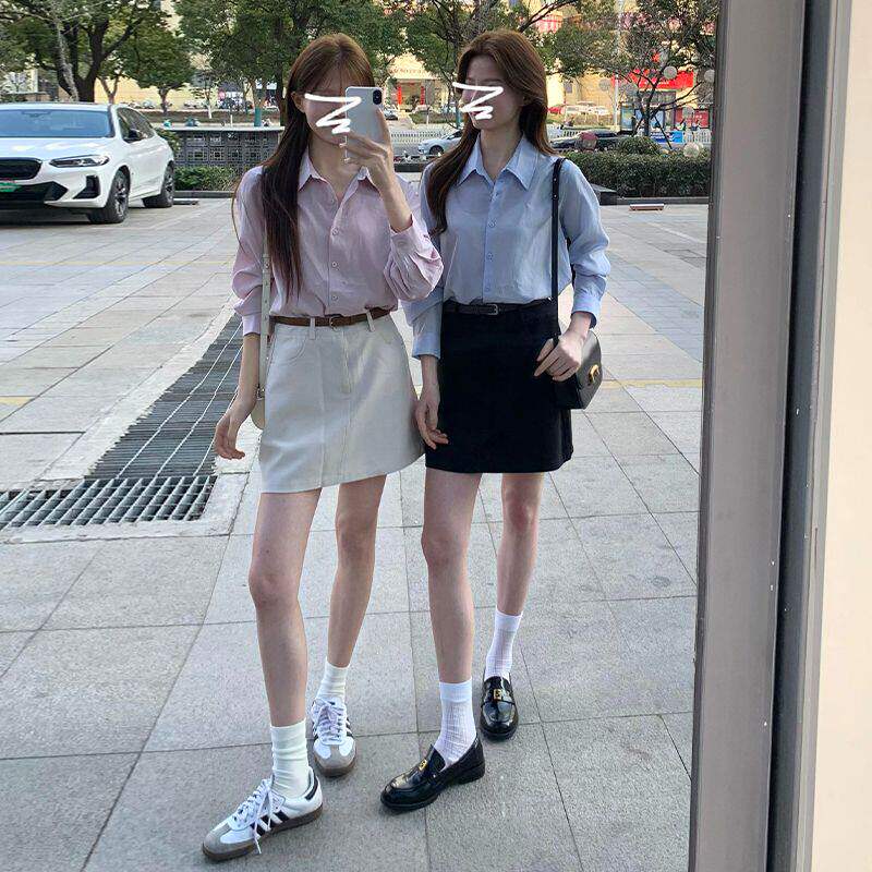 小个子白色短袖衬衫女夏季高级感娃娃领职业泡泡袖减龄气质上衣