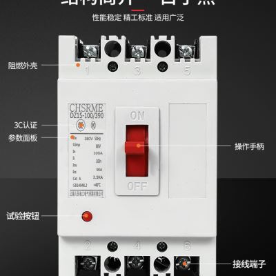 上海人民空气开关DZ1540A 100A塑壳断路器2P220V 3P380V三相总砸 电子/电工 空气开关 原图主图