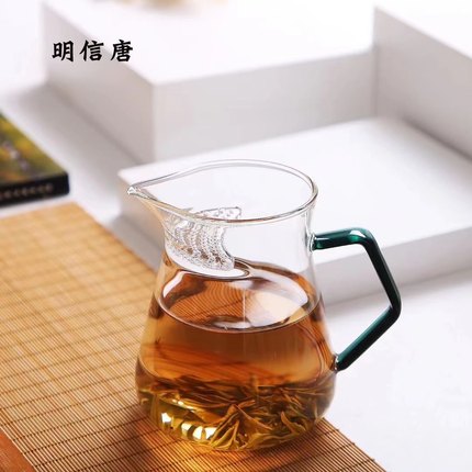 明信唐月牙公道杯玻璃茶漏一体过滤分茶器泡茶杯大容量壶分茶配件