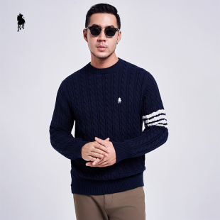 PAOLO GARAGE条纹毛衣男2025秋冬新款时尚百搭休闲套头圆领针织衫
