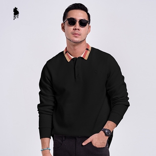 PAOLO GARAGE商务Polo衫男刺绣logo2025秋季新款长袖休闲体恤衫