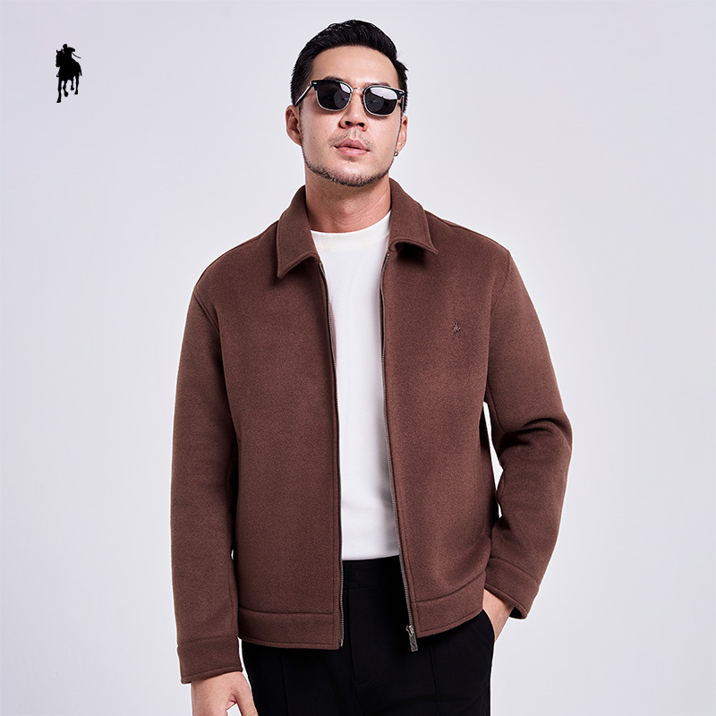 PAOLO GARAGE毛呢外套男秋冬新款商务休闲高品质羊绒翻领男士夹克