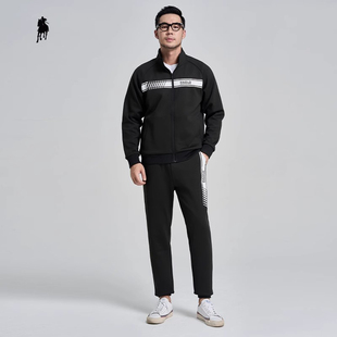 PAOLO GARAGE商务休闲套装男2024秋季新款拉链外套夹克裤子两件套