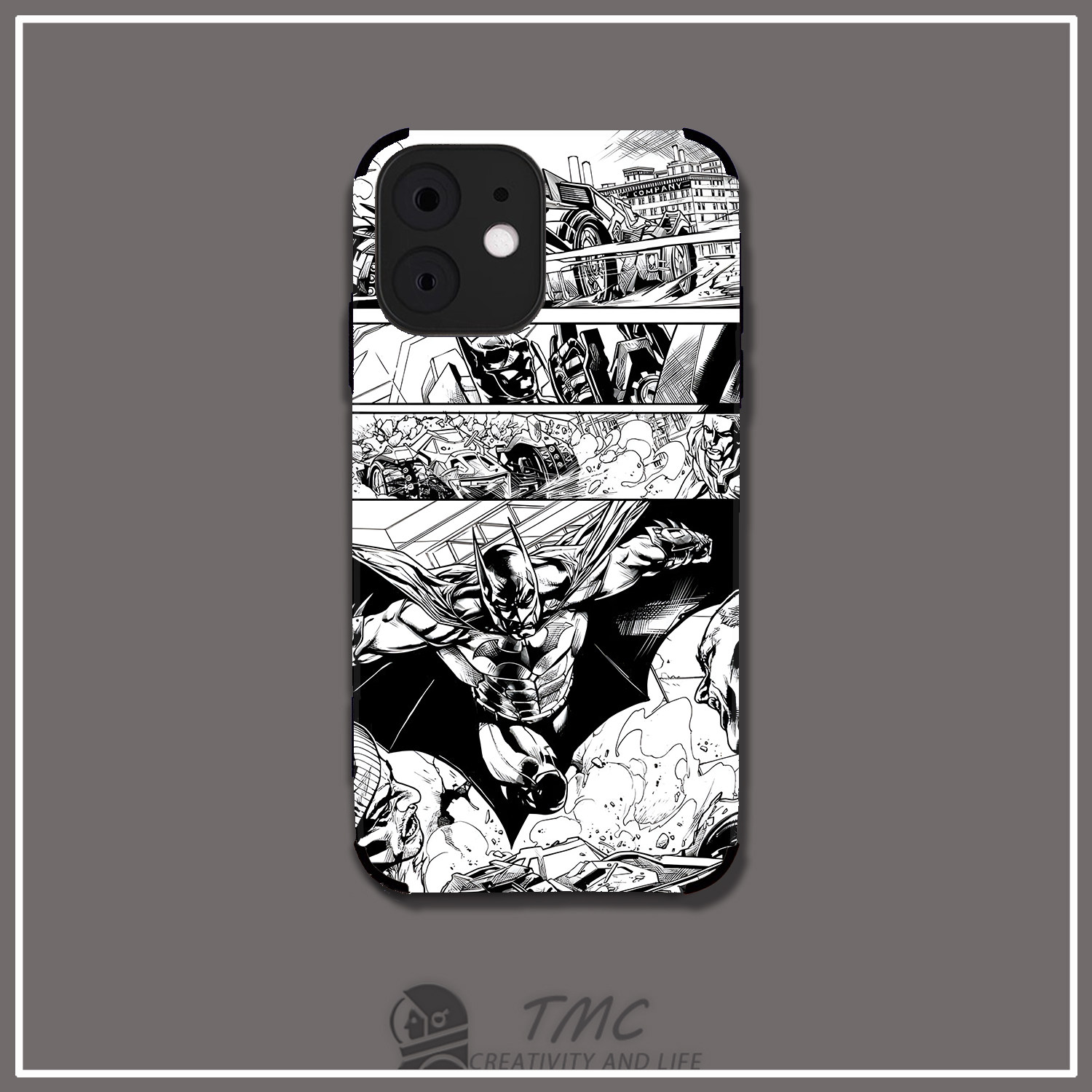 黑白漫画风黑暗骑士蝙蝠侠手机壳适用于华为mate60全包苹果16promax硅胶iphone17小米15红米K70至尊版三星s25