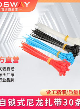 三迪思维 3sway 3D打印机工具配件 自锁式尼龙扎带 黑白蓝红4色 一捆30条家用红色工业级