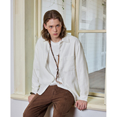 休闲简约高级松弛感打底衬衫 Ntalk 纯棉提花面料成衣洗水法式 外套