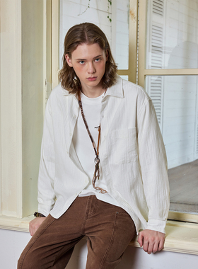 Ntalk 纯棉提花面料成衣洗水法式休闲简约高级松弛感打底衬衫外套