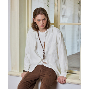 外套 休闲简约高级松弛感打底衬衫 Ntalk 纯棉提花面料成衣洗水法式