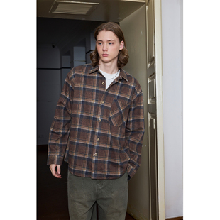 Ntalk 天丝莱赛尔低调色彩马德拉斯摩卡棕洗褪格水洗斑驳肌理衬衫