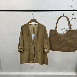 韩版日系原宿风春季新品一七然创意一粒扣个性口袋舒适休闲外套女