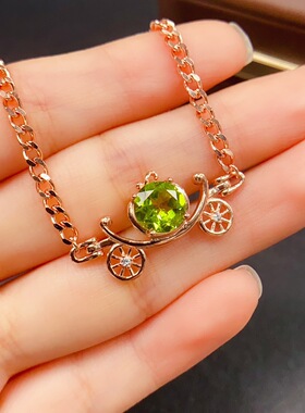 跨境天然橄榄石手链女配饰小众高级感925银饰8*8时尚工厂直销