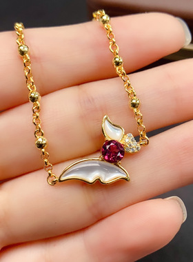 跨境亚马逊天然镁铝石榴石手链S925银主石5*5热销耳饰女设计感小