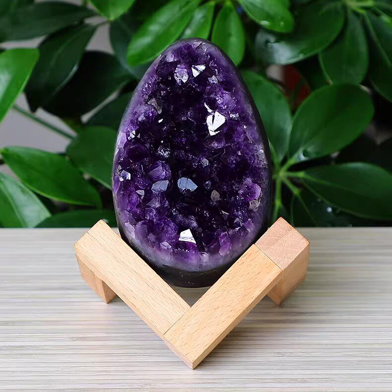 天然乌拉圭紫水晶恐龙蛋紫晶洞聚宝盆钱袋子客厅办公室摆件装饰石