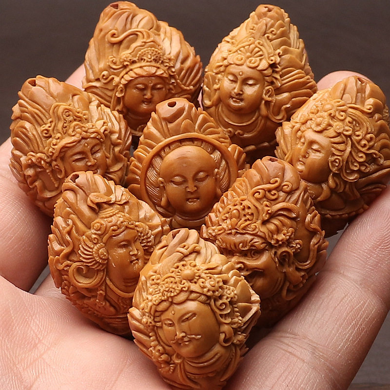 橄榄核大籽纯手工雕刻八大守护神十二生肖单圈文玩佛珠男盘玩手串