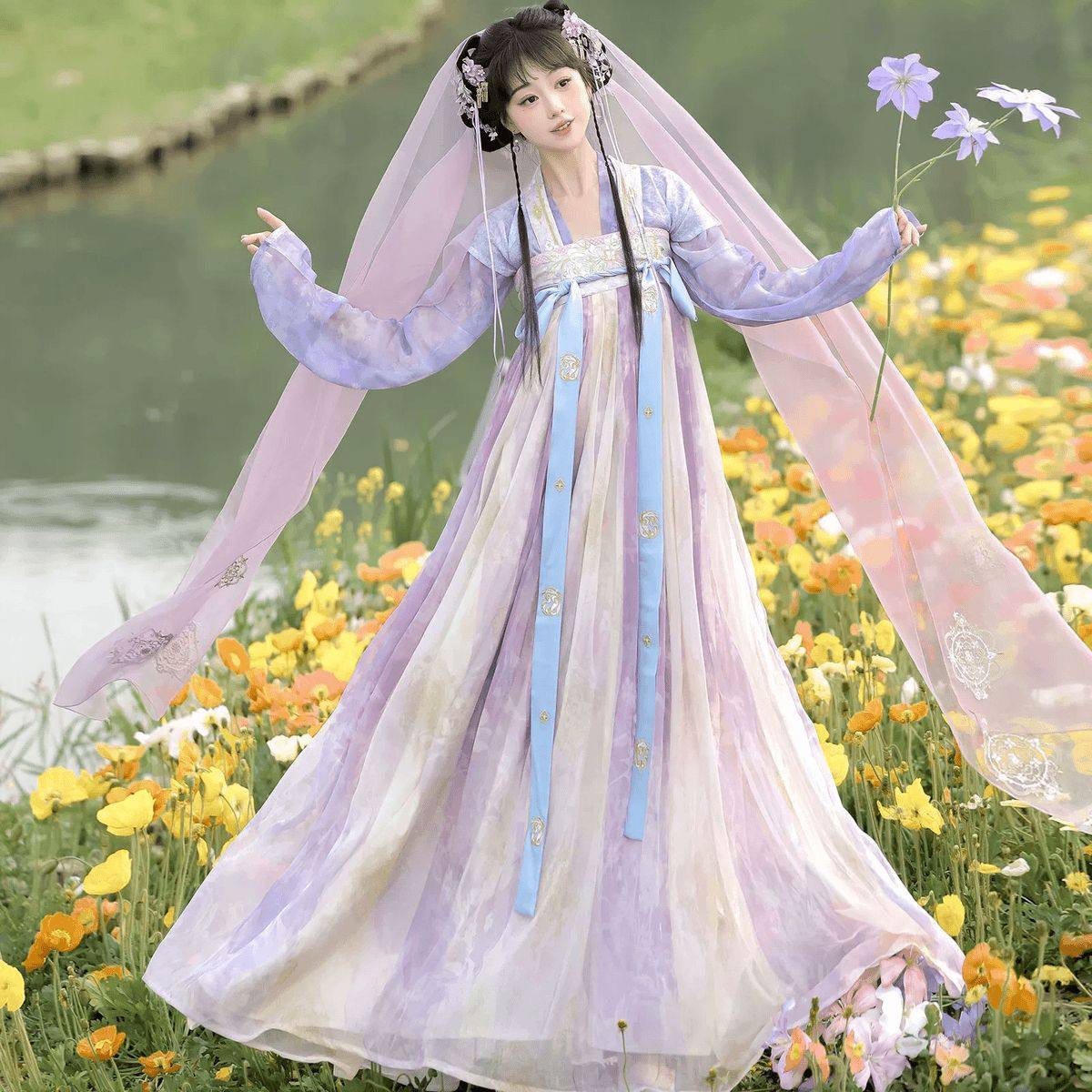 宋唐制汉服女大袖衫拜年服套装