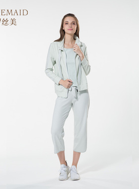 罗丝美绒感舒棉纱针织休闲运动衫女士春夏简约可外穿上衣78841