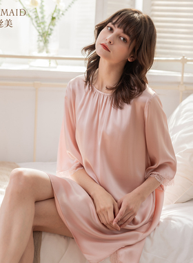 罗丝美16004真丝睡衣女高级感桑蚕丝性感可外穿家居服睡裙女