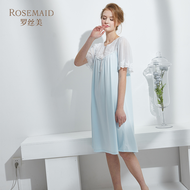 Rosemaid/罗丝美针织棉+莫代尔短袖睡裙薄款家居服春夏新款 110