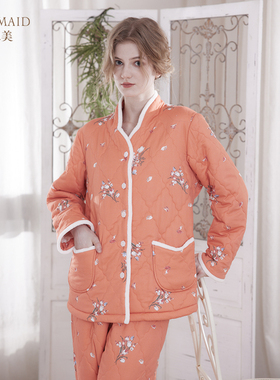 Rosemaid/罗丝美纯棉家居服秋冬新款法兰绒夹棉女士衣裤套 12280