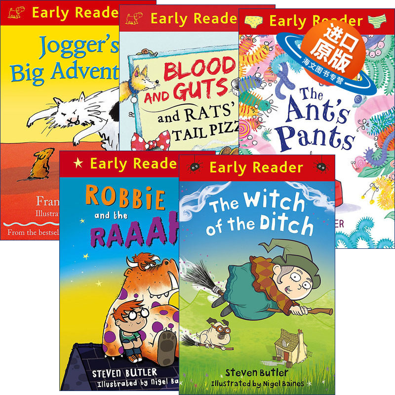 英文原版 Early Reader 幽默绘本5册 扫帚女巫 仓鼠大冒险 血肠馅料鼠尾披萨 蚂蚁的裤子 罗比和 RAAAH 英文版 进口英语原版书籍