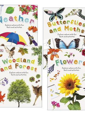英文原版 Nature Explorers DK自然探索系列4册 趣味百科与活动 户外主题精装图书 林地与森林 蝴蝶与飞蛾 英文版 进口英语原版书
