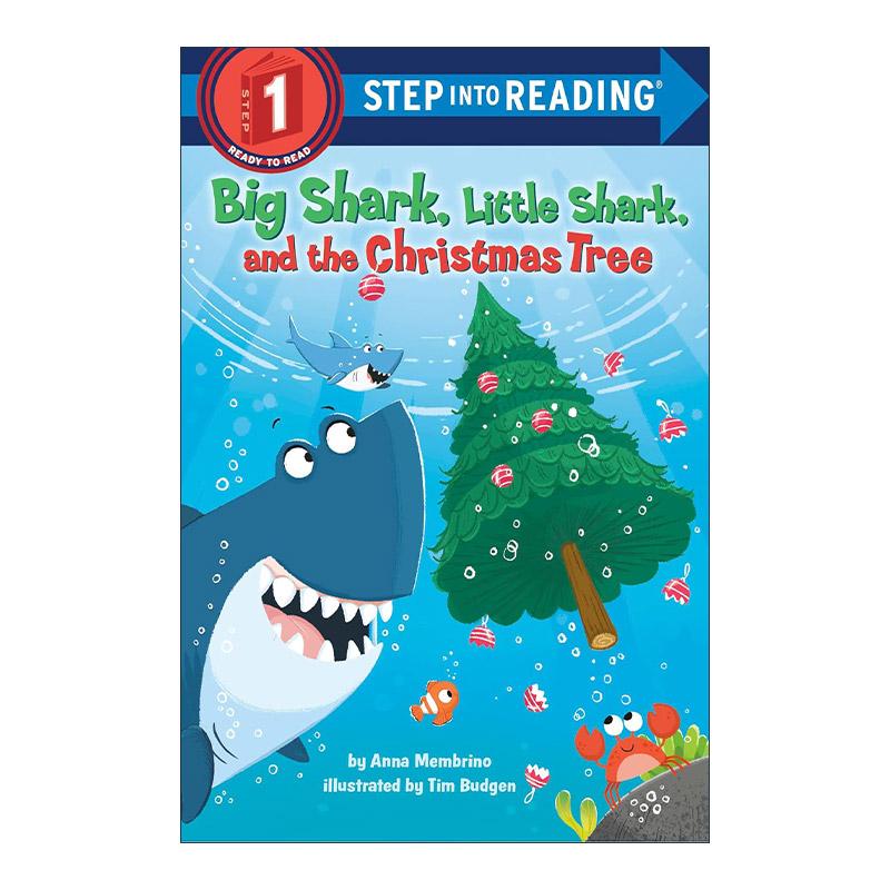 英文原版 Step into Reading 1 Big Shark Little Shark and the Christmas Tree 大鲨鱼 小鲨鱼与圣诞树 兰登经典分级读物 英文版