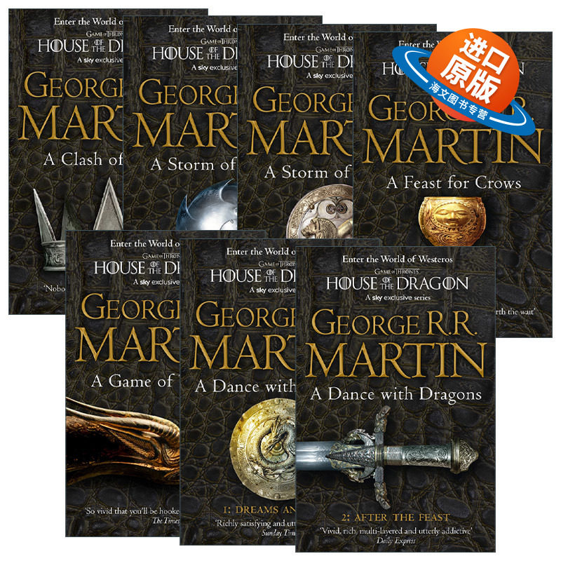 英文原版小说 A Song of Ice and Fire 冰与火之歌系列7册 权力的游戏 列王的纷争 冰雨的风暴 魔龙的狂舞 英文版 进口英语原版书