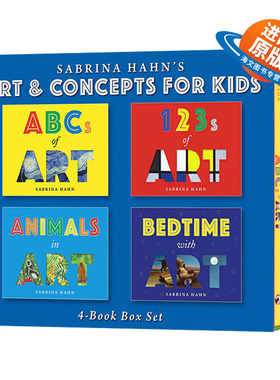 英文原版绘本 Sabrina Hahn's Art & Concepts for Kids 4-Book Box Set 儿童艺术启蒙读物 套装4册含数字 字母 睡前 动物 纸板书