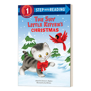 英文原版 the Christmas 害羞小猫 Step into 英文版 书籍 Kitten Little 圣诞节 Shy 进口英语原版 Reading