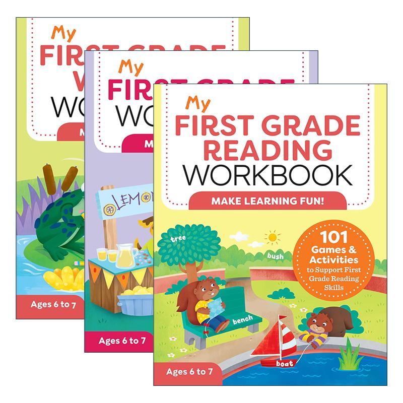 英文原版 My First Grade Workbook 我的一年级练习册系列3册 101个游戏谜题与活动 儿童STEM教育 填字游戏 英文版 进口原版书籍