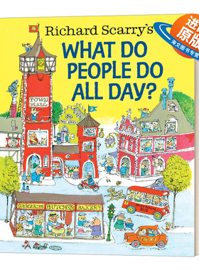 英文原版绘本 Richard Scarry's What Do People Do All Day 斯凯瑞金色童书 忙忙碌碌镇 精装 英文版 进口英语原版书籍儿童外文书