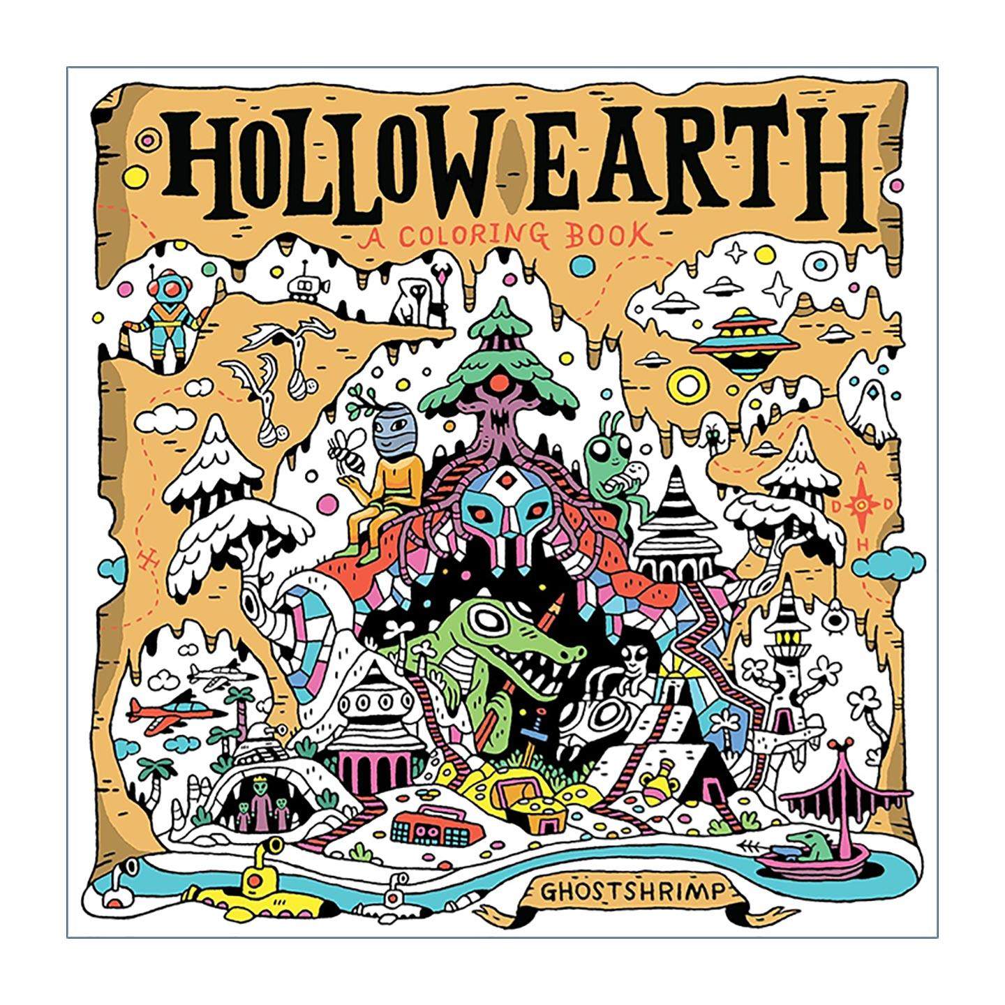 英文原版 Hollow Earth 中空地球 填色涂色书 锻炼思维创造力 GHOSTSHRIMP 英文版 进口英语原版书籍