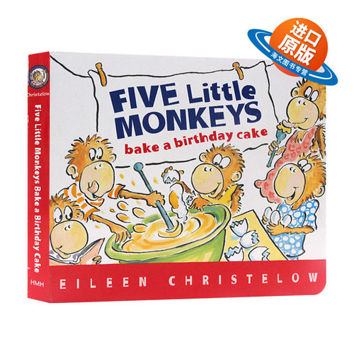 英文原版 Five Little Monkeys Bake a Birthday Cake 五只小猴子烤生日蛋糕 纸板书 儿童英语启蒙图画故事书 英文版 进口英语书