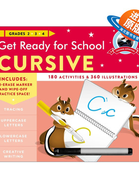 英文原版 Get Ready for School Cursive 入学准备 连笔手写体练习册 英文版 进口英语原版书籍