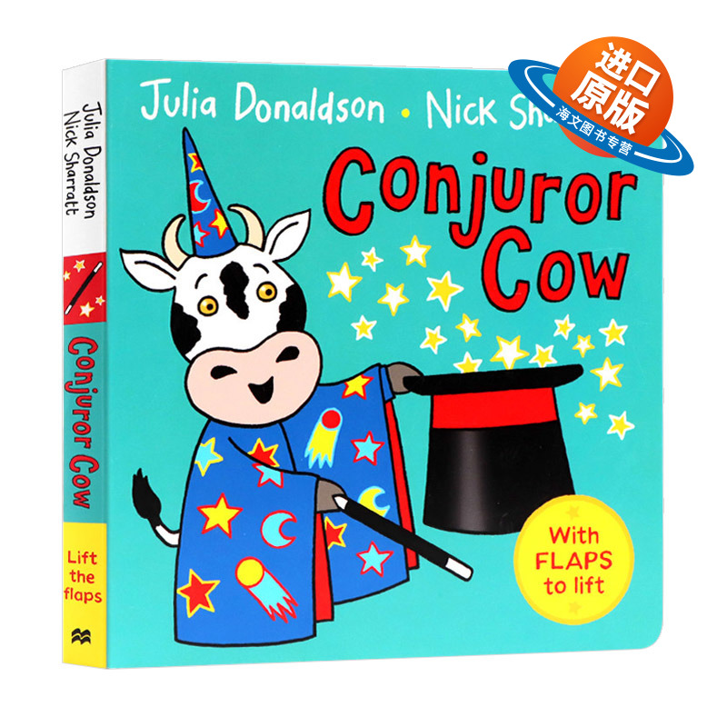 奶牛魔术师英文原版绘本 Conjuror Cow 儿童英语启蒙翻翻书纸板书趣味睡前图画故事书 亲子互动Julia Donaldson 进口英语书籍
