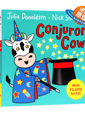 奶牛魔术师英文原版绘本 Conjuror Cow 儿童英语启蒙翻翻书纸板书趣味睡前图画故事书 亲子互动Julia Donaldson 进口英语书籍