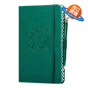 英文原版 Harry Potter Slytherin Classic Softcover Journal with Pen 哈利波特 斯莱特林学院 皮革笔记本 带学院徽章笔 英文版
