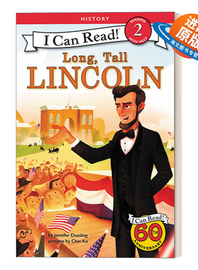 英文原版 Long Tall Lincon 高大的林肯 I Can Read 2 History 分级阅读名人传记系列 英文版 进口英语原版书籍
